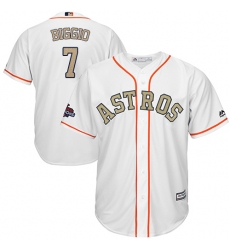 Men's Majestic Houston Astros #7 Craig Biggio Replica White 2018 Gold Program Cool Base MLB Jersey