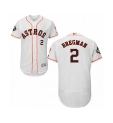 Men's Houston Astros #2 Alex Bregman White Home Flex Base Authentic Collection 2019 World Series Bound Baseball Jersey
