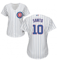 Women's Majestic Chicago Cubs #10 Ron Santo Authentic White Home Cool Base MLB Jersey
