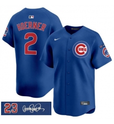 Men's Chicago Cubs #2 Nico Hoerner Royal 'Ryne Sandberg Tribute' Vapor Limited V3 Stitched Baseball Jersey