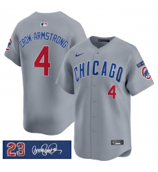 Men's Chicago Cubs #4 Pete Crow-Armstrong Gray 'Ryne Sandberg Tribute' Vapor Limited V3 Stitched Baseball Jersey