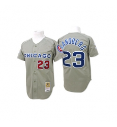 Men's Mitchell and Ness Chicago Cubs #23 Ryne Sandberg Authentic Grey Throwback MLB Jersey