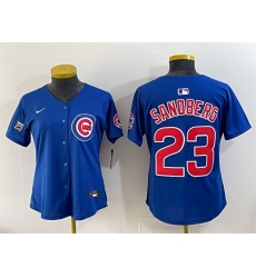 Women's Chicago Cubs #23 Ryne Sandberg Royal 'Ryne Sandberg Tribute' Vapor Limited V2 Stitched Baseball Jersey(Run Small)