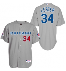 Men's Majestic Chicago Cubs #34 Jon Lester Replica Grey 1990 Turn Back The Clock MLB Jersey
