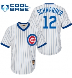 Men's Majestic Chicago Cubs #12 Kyle Schwarber Authentic White Home Cooperstown MLB Jersey