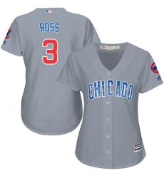 Women's Majestic Chicago Cubs #3 David Ross Authentic Grey Road MLB Jersey