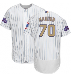 Men's Majestic Chicago Cubs #70 Joe Maddon Authentic White 2017 Gold Program Flex Base MLB Jersey