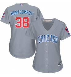Women's Majestic Chicago Cubs #38 Mike Montgomery Authentic Grey Road MLB Jersey