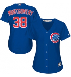 Women's Majestic Chicago Cubs #38 Mike Montgomery Authentic Royal Blue Alternate MLB Jersey