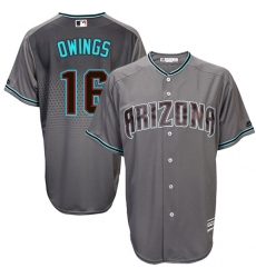 Men's Majestic Arizona Diamondbacks #16 Chris Owings Replica Gray/Turquoise Cool Base MLB Jersey