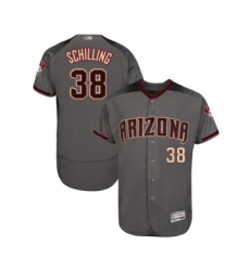 Men's Arizona Diamondbacks #38 Curt Schilling Grey Road Authentic Collection Flex Base Baseball Jersey