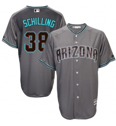 Men's Majestic Arizona Diamondbacks #38 Curt Schilling Authentic Gray/Turquoise Cool Base MLB Jersey