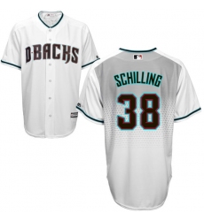 Men's Majestic Arizona Diamondbacks #38 Curt Schilling Authentic White/Capri Cool Base MLB Jersey