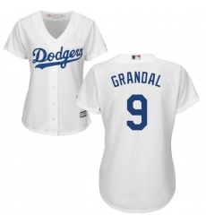 Women's Majestic Los Angeles Dodgers #9 Yasmani Grandal Authentic White Home Cool Base MLB Jersey