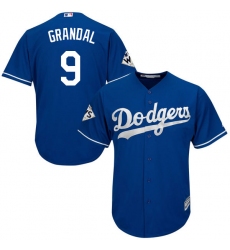 Youth Majestic Los Angeles Dodgers #9 Yasmani Grandal Replica Royal Blue Alternate 2017 World Series Bound Cool Base MLB Jersey