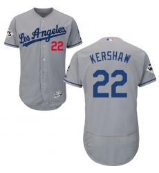 Men's Majestic Los Angeles Dodgers #22 Clayton Kershaw Authentic Grey Road 2017 World Series Bound Flex Base MLB Jersey