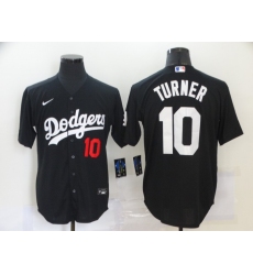 Men's Los Angeles Dodgers #10 Justin Turner Black Nike Royal Replica Alternate Jersey
