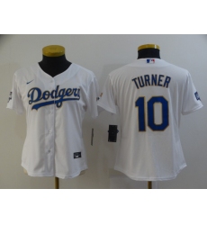Women's Nike Los Angeles Dodgers #10 Justin Turner White Champions  Jersey