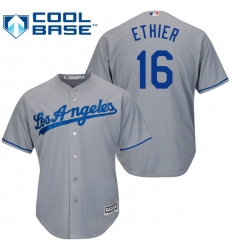Youth Majestic Los Angeles Dodgers #16 Andre Ethier Authentic Grey Road Cool Base MLB Jersey