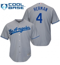 Youth Majestic Los Angeles Dodgers #4 Babe Herman Authentic Grey Road Cool Base MLB Jersey