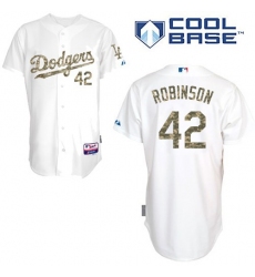 Men's Majestic Los Angeles Dodgers #42 Jackie Robinson Authentic White USMC Cool Base MLB Jersey