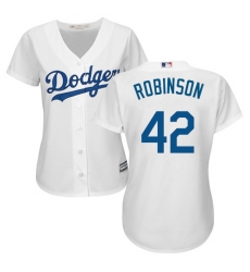 Women's Majestic Los Angeles Dodgers #42 Jackie Robinson Replica White MLB Jersey