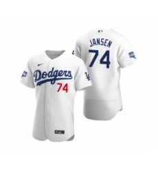 Men's Los Angeles Dodgers #74 Kenley Jansen White 2020 World Series Champions Authentic Jersey