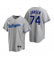 Men's Nike Los Angeles Dodgers #74 Kenley Jansen Gray Road Stitched Baseball Jersey