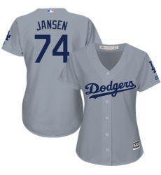 Women's Majestic Los Angeles Dodgers #74 Kenley Jansen Authentic Grey Road Cool Base MLB Jersey
