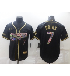 Men's Los Angeles Dodgers #7 Julio Urias Black Iridescent Logo Jersey