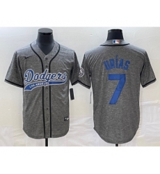 Men's Los Angeles Dodgers #7 Julio Urias Grey Gridiron Cool Base Stitched Baseball Jersey