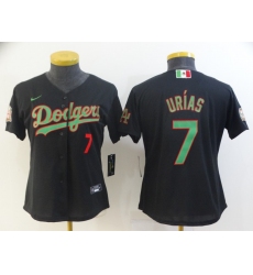 Women's Nike Los Angeles Dodgers #7 Julio Urias Black 2020 World Series Authentic Jersey