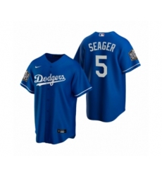 Men's Los Angeles Dodgers #5 Corey Seager Royal 2020 World Series Replica Jersey