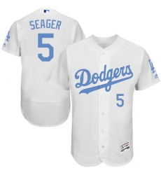 Men's Majestic Los Angeles Dodgers #5 Corey Seager Authentic White 2016 Father's Day Fashion Flex Base MLB Jersey