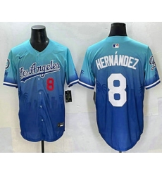 Men's Los Angeles Dodgers #8 Enrique Hernandez Blue 2025 City Connect Limited Stitched Jersey