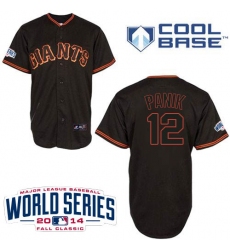 Youth Majestic San Francisco Giants #12 Joe Panik Replica Black Cool Base w/2014 World Series Patch MLB Jersey