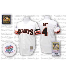 Men's Mitchell and Ness San Francisco Giants #4 Mel Ott Replica White Throwback MLB Jersey