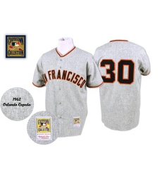 Men's Mitchell and Ness 1962 San Francisco Giants #30 Orlando Cepeda Replica Grey Throwback MLB Jersey