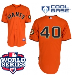 Men's Majestic San Francisco Giants #40 Madison Bumgarner Replica Orange Cool Base 2012 World Series Patch MLB Jersey