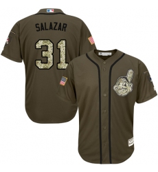 Men's Majestic Cleveland Indians #31 Danny Salazar Authentic Green Salute to Service MLB Jersey
