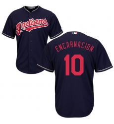 Youth Majestic Cleveland Indians #10 Edwin Encarnacion Authentic Navy Blue Alternate 1 Cool Base MLB Jersey