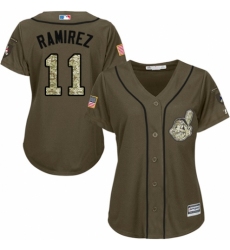 Women's Majestic Cleveland Indians #11 Jose Ramirez Authentic Green Salute to Service MLB Jersey