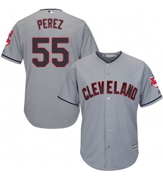 Men's Majestic Cleveland Indians #55 Roberto Perez Replica Grey Road Cool Base MLB Jersey