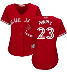Women's Majestic Toronto Blue Jays #23 Dalton Pompey Replica Scarlet Alternate MLB Jersey