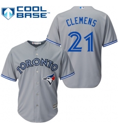 Youth Majestic Toronto Blue Jays #21 Roger Clemens Replica Grey Road MLB Jersey