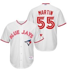 Men's Majestic Toronto Blue Jays #55 Russell Martin Authentic White 2015 Canada Day MLB Jersey
