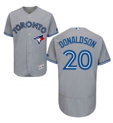 Men's Majestic Toronto Blue Jays #20 Josh Donaldson Grey Road Flex Base Authentic Collection MLB Jersey