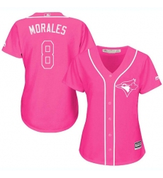 Women's Majestic Toronto Blue Jays #8 Kendrys Morales Authentic Pink Fashion Cool Base MLB Jersey