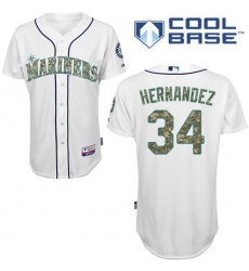 Men's Majestic Seattle Mariners #34 Felix Hernandez Replica White USMC Cool Base MLB Jersey