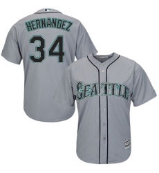 Women's Majestic Seattle Mariners #34 Felix Hernandez Replica Grey Road Cool Base MLB Jersey